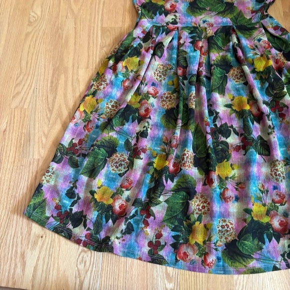 LuLaRoe Amelia Watercolor Spring Floral Print Multi Color Dress Large Green - Picture 2 of 6